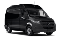 Black Mercedes Sprinter van, ideal for group transfers, featured in Manchester Airport Taxi  services for comfortable airport transportation.
